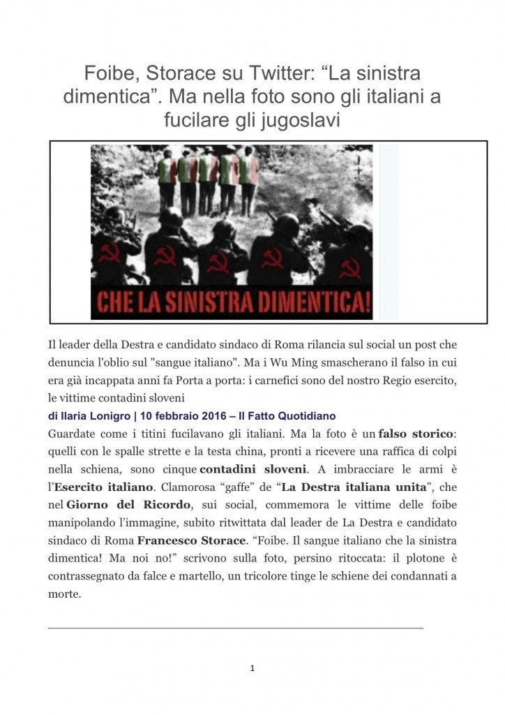 partigiani jugoslavi fucillati da esercito italiano - e sua falsificazione fascista